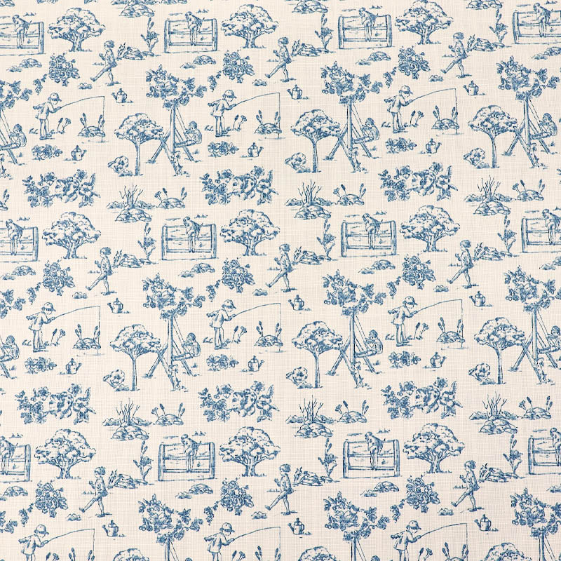 100% Cotton Blue Toile de Jouy Fabric