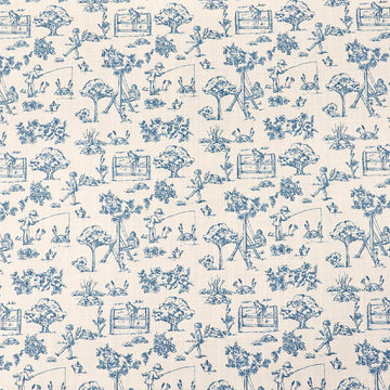 100% Cotton Blue Toile de Jouy Fabric