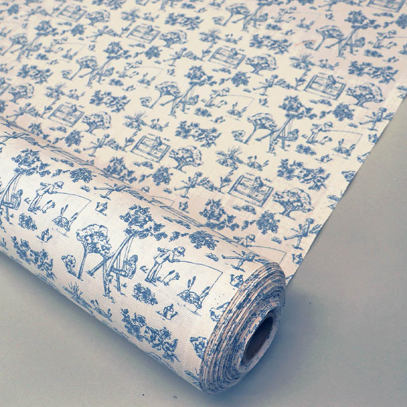 100% Cotton Blue Toile de Jouy Fabric