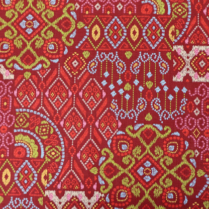 100% Cotton - Red - Lino Print
