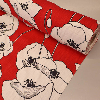100% Cotton - Red - Poppies