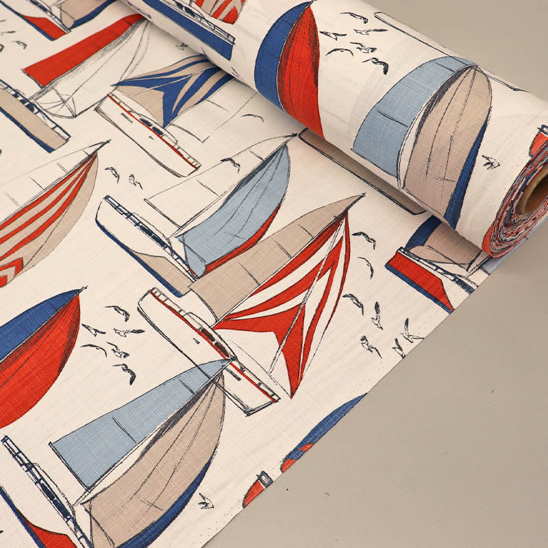100% Cotton Boat Print Nautical Fabric