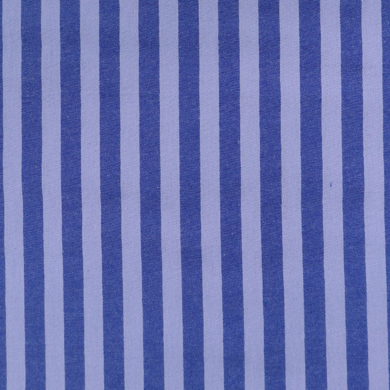 100% Cotton YARN DYED Blue Striped Cotton Fabric with stripes of dark and pale blue