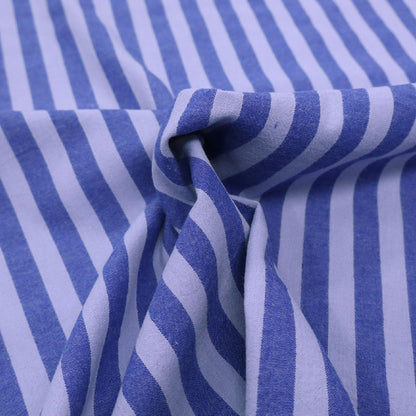 100% Cotton YARN DYED Blue Striped Cotton Fabric with stripes of dark and pale blue