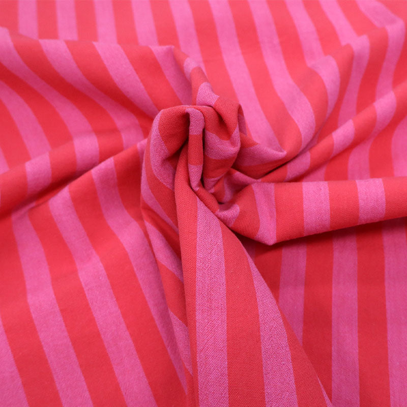 100% Cotton Yarn Dyed Pink and Red Striped Cotton Fabric