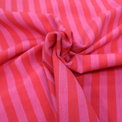 100% Cotton Yarn Dyed Pink and Red Striped Cotton Fabric