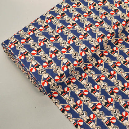 100% Cotton Fabric Blue and Red Swimmers