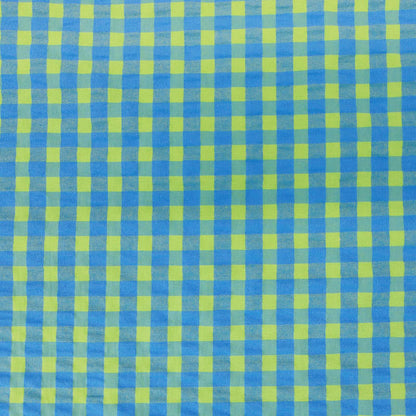 Stretch Cotton Yarn Dyed - 1cm Gingham - Blue and Green