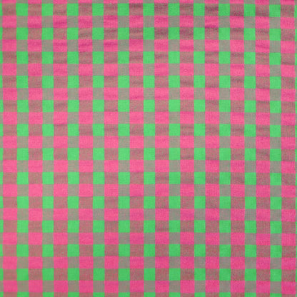 Stretch Cotton Yarn Dyed - 1cm Gingham - Pink and Green