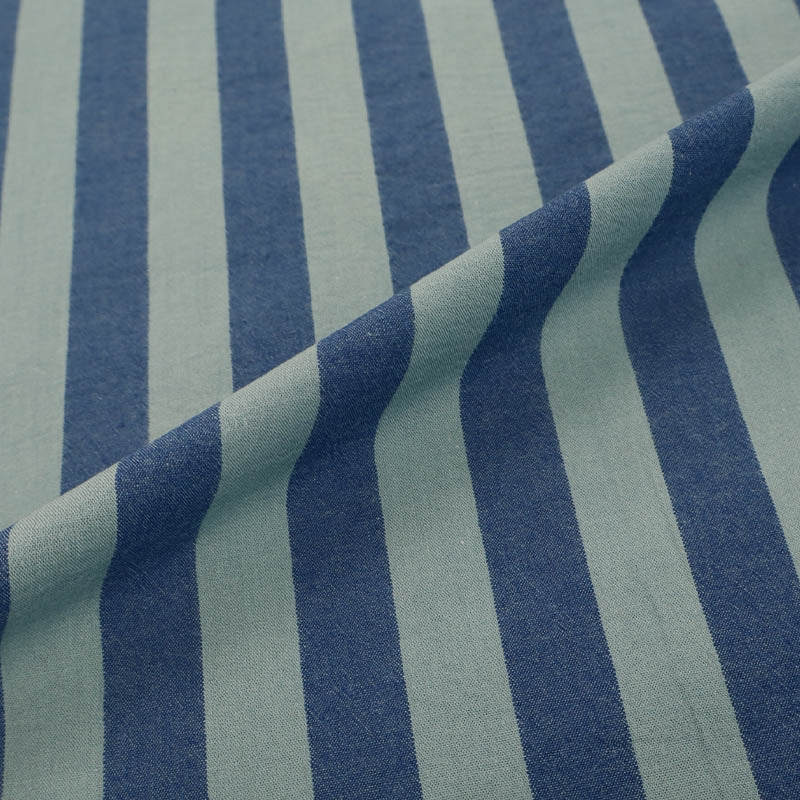 100% Cotton - Yarn Dyed - 2.3cm Stripe - Dusky and Dark Blue