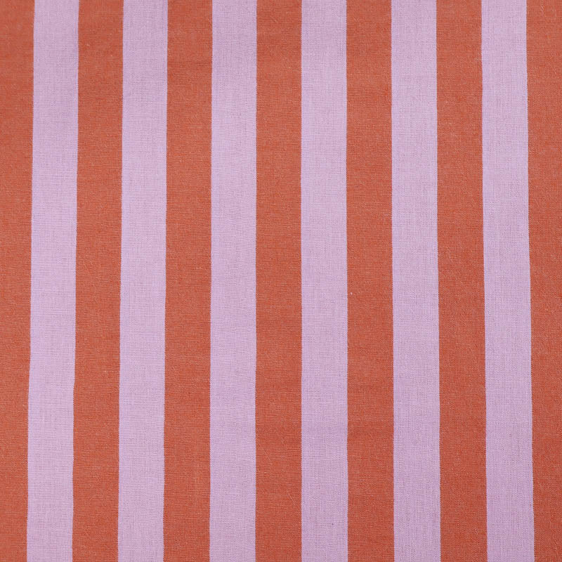 100% Cotton - Yarn Dyed - 2.3cm Stripe - Lilac and Tangerine