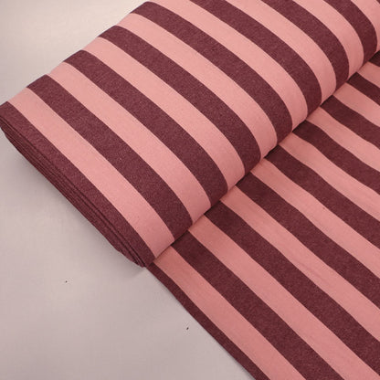 100% Cotton - Yarn Dyed - 2.3cm Stripe - Pale Pink and Maroon