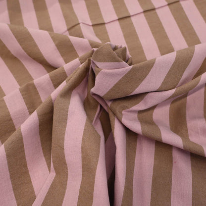 100% Cotton - Yarn Dyed - 2.3cm Stripe - Putty Pink and Taupe