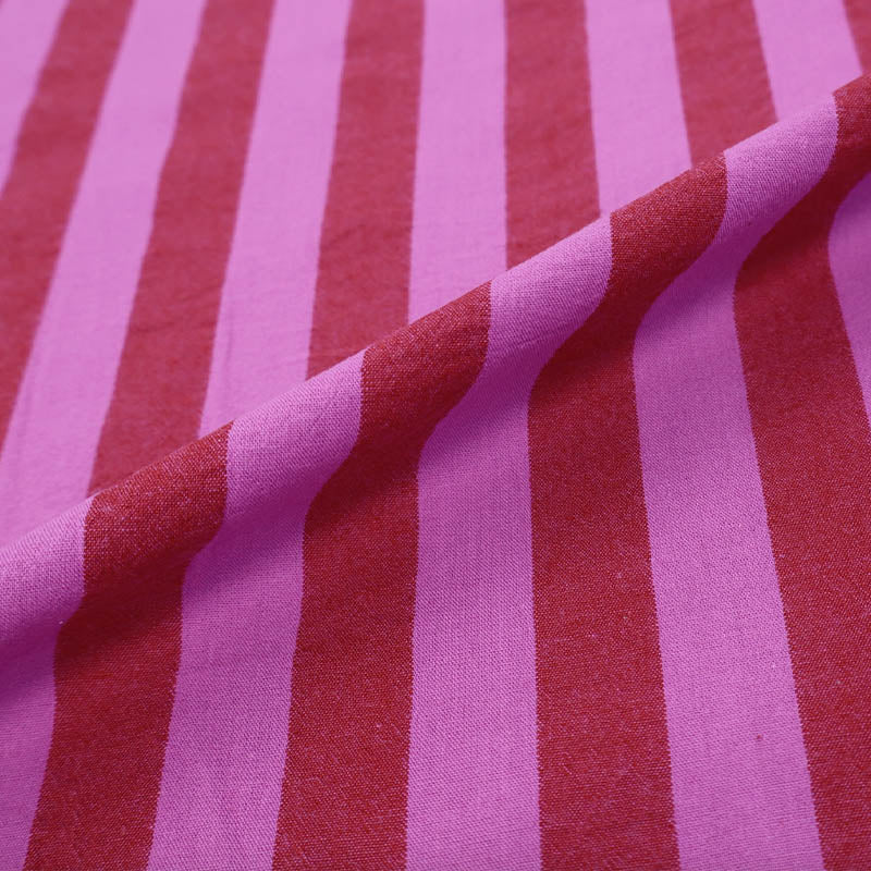 100% Cotton - Yarn Dyed - 2.3cm Stripe - Red and Magenta Pink