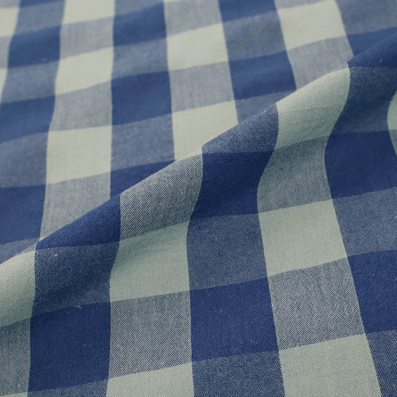 100% Cotton - Yarn Dyed - 3cm Gingham - Dusky and Dark Blue