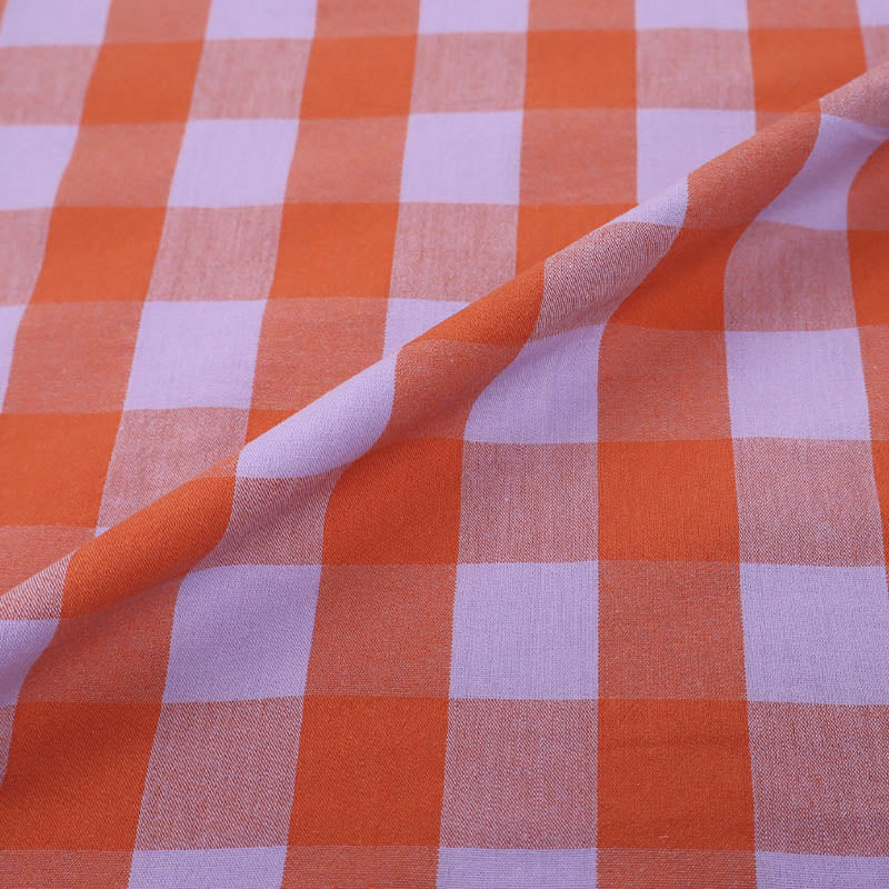 100% Cotton - Yarn Dyed - 3cm Gingham - Lilac and Tangerine