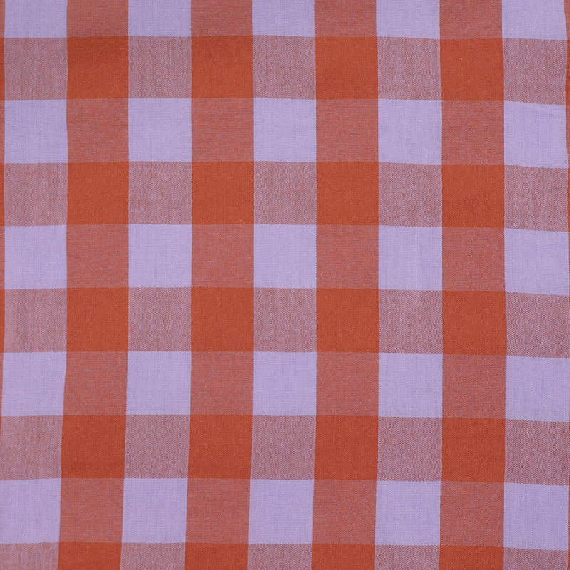 100% Cotton - Yarn Dyed - 3cm Gingham - Lilac and Tangerine