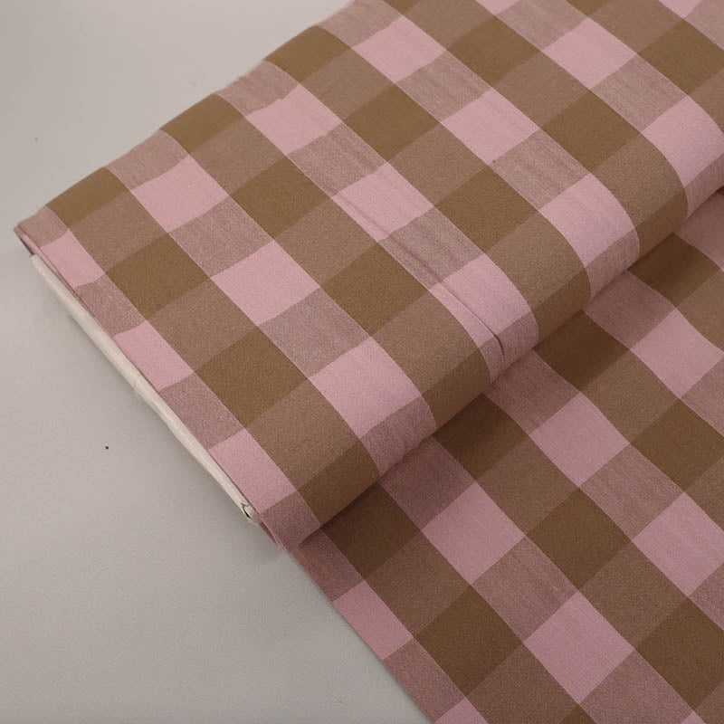 100% Cotton - Yarn Dyed - 3cm Gingham - Putty Pink and Taupe