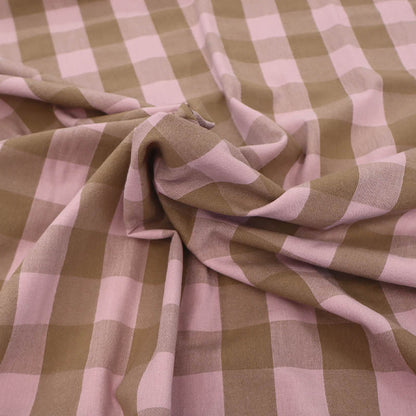 100% Cotton - Yarn Dyed - 3cm Gingham - Putty Pink and Taupe