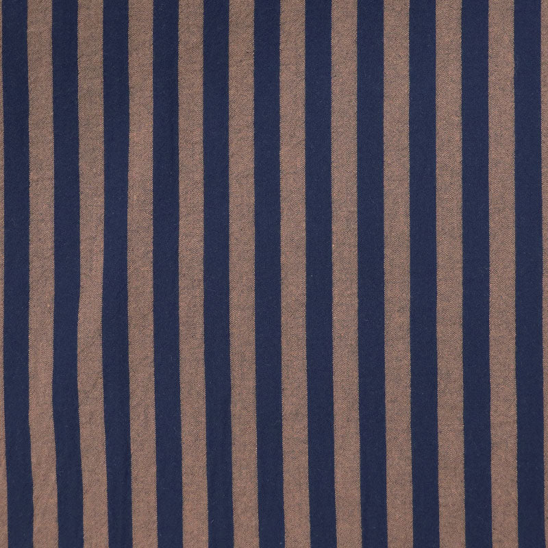 100% Cotton Yarn Dyed Navy Blue and Chocolate Brown Striped Cotton Fabric
