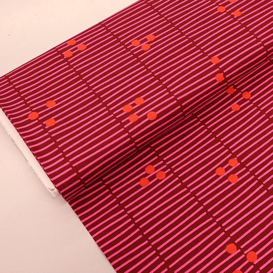 Red and Pink Striped 100% Cotton Poplin Fabric