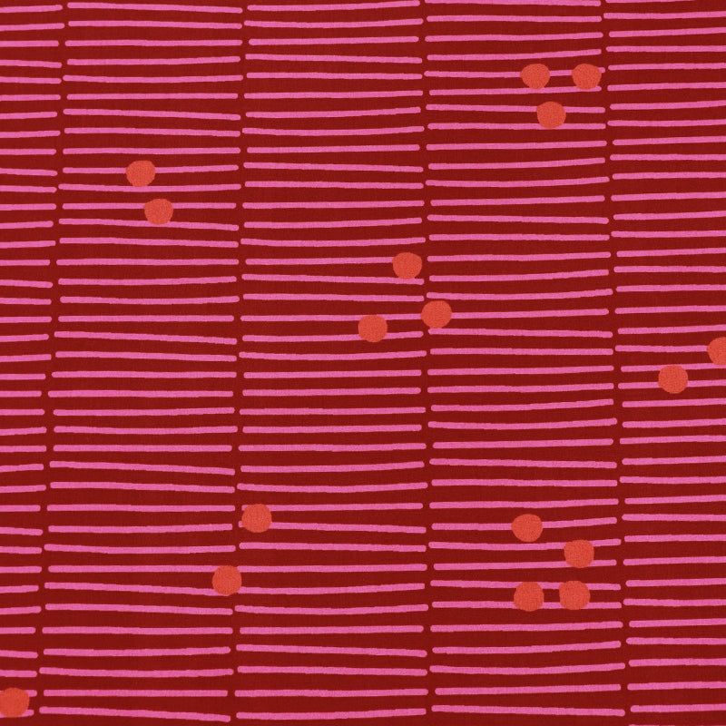 Red and Pink Striped 100% Cotton Poplin Fabric