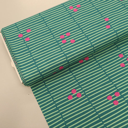 Green and Pink Striped 100% Cotton Poplin Fabric