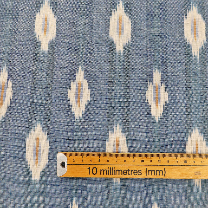 100% cotton Blue Woven Cotton Ikat Fabric