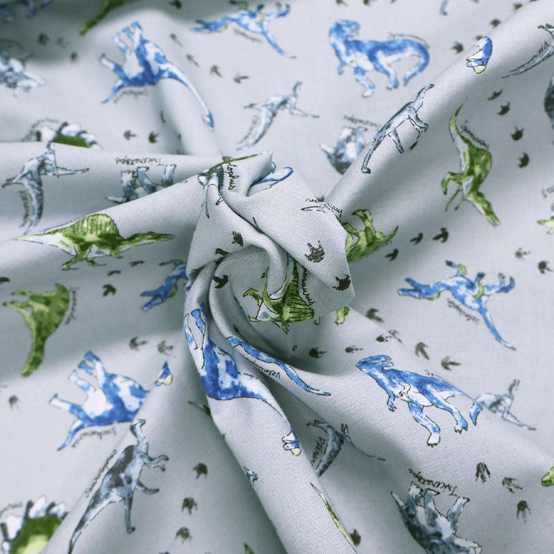 100% Cotton - Made in Japan - Grey - Dinosaurs