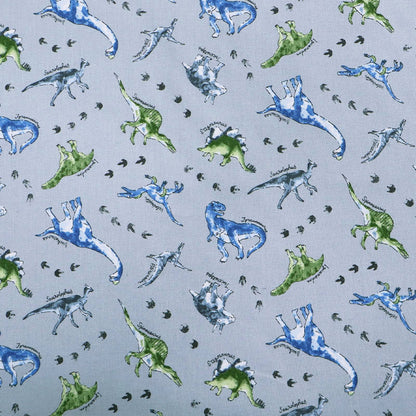 100% Cotton - Made in Japan - Grey - Dinosaurs
