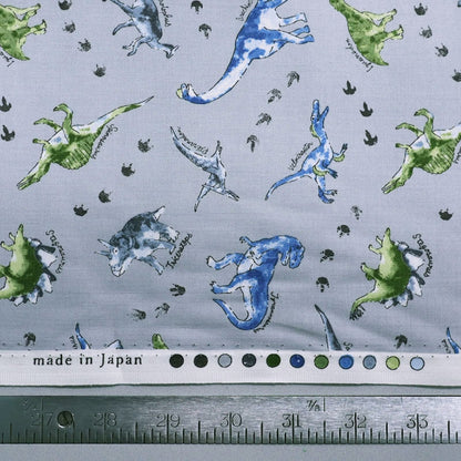 100% Cotton - Made in Japan - Grey - Dinosaurs