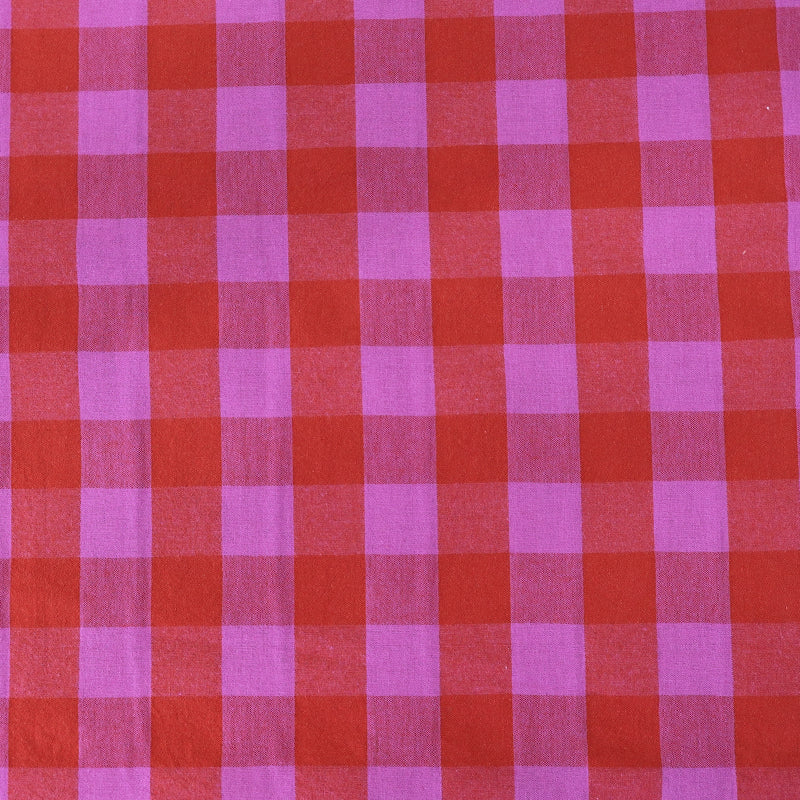 100% Cotton - Yarn Dyed - 3cm Gingham - Red and Magenta Pink