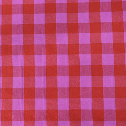 100% Cotton - Yarn Dyed - 3cm Gingham - Red and Magenta Pink