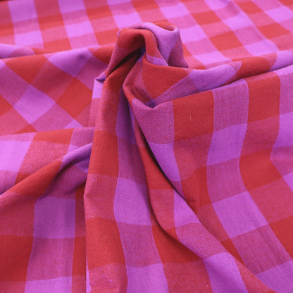 100% Cotton - Yarn Dyed - 3cm Gingham - Red and Magenta Pink