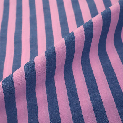 100% Cotton - Yarn Dyed - Stripe - Denim Blue and Pink