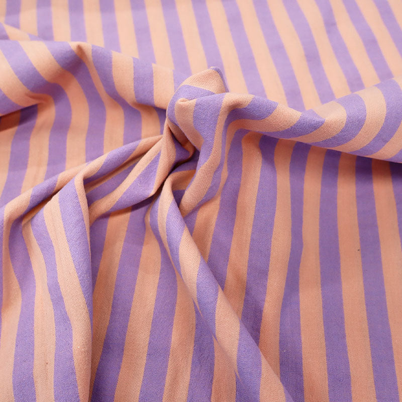 100% Cotton - Yarn Dyed - Stripe - Lilac and Pale Pink