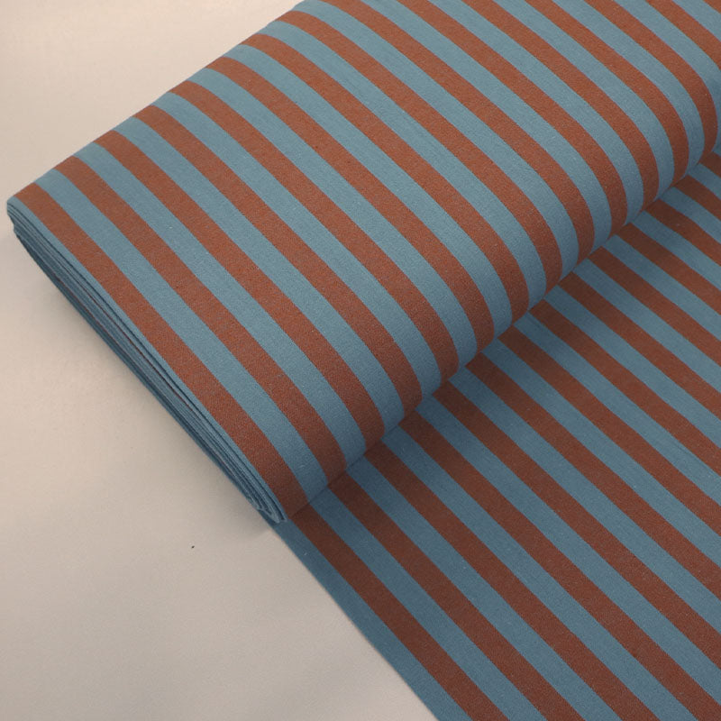 100% Cotton - Yarn Dyed - Stripe - Petrol and Brown