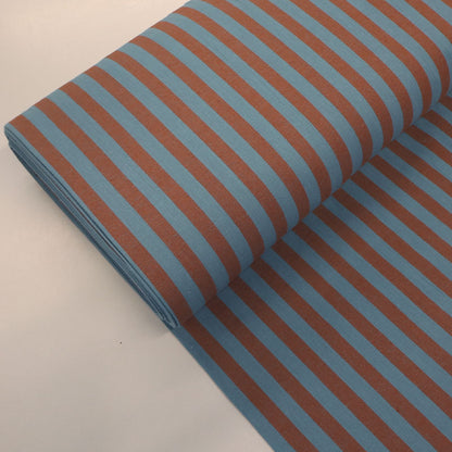 100% Cotton - Yarn Dyed - Stripe - Petrol and Brown