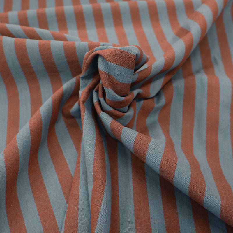 100% Cotton - Yarn Dyed - Stripe - Petrol and Brown