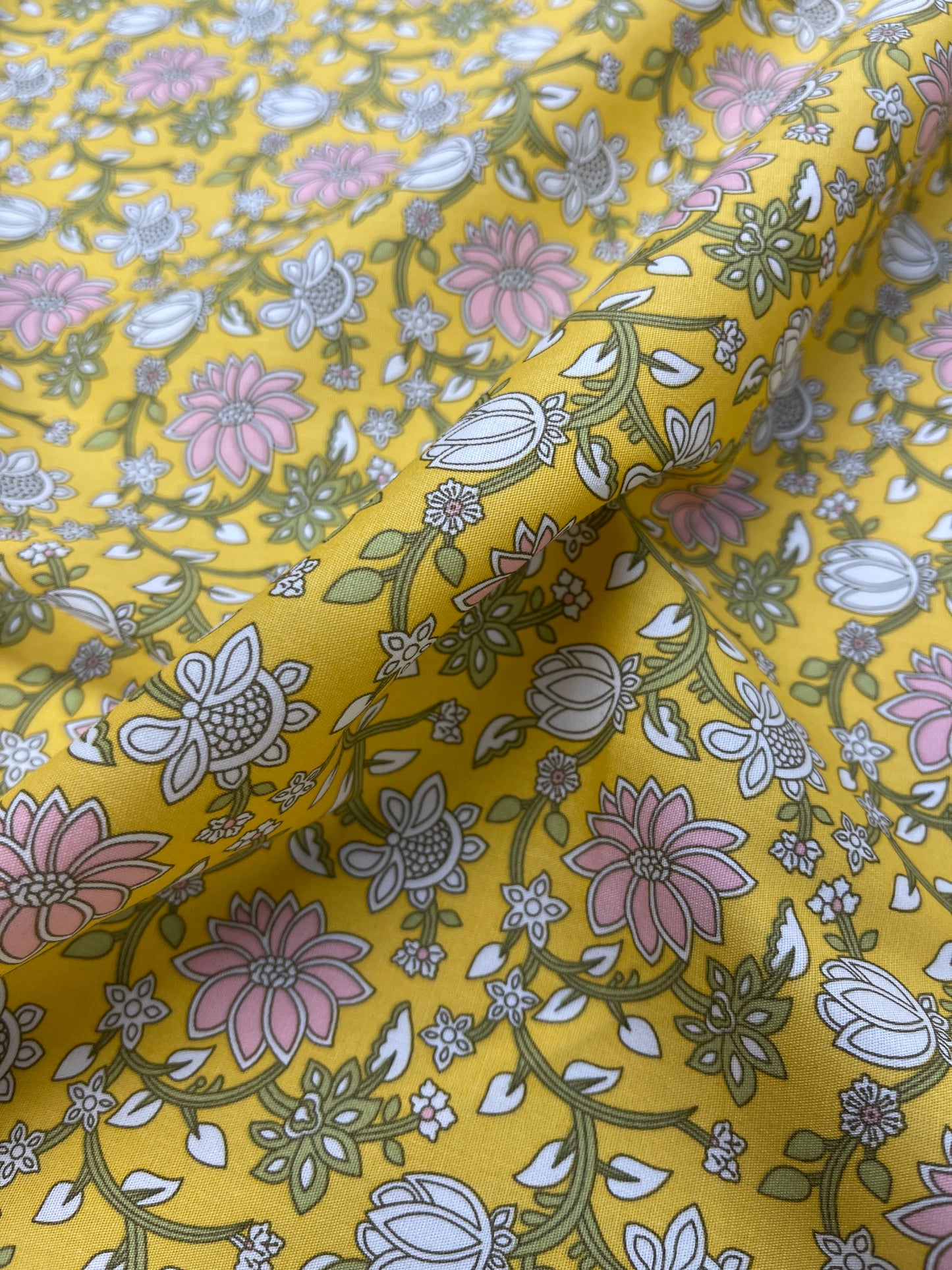 Cotton Poplin - Yellow Floral