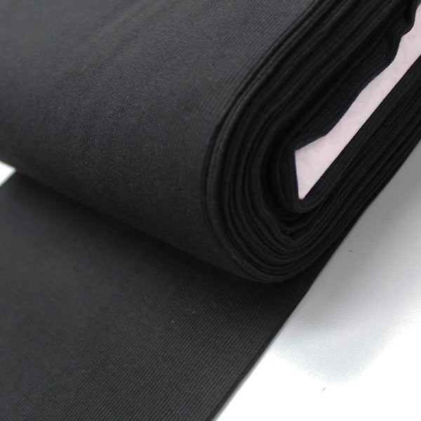 1x1 Circular Cotton Elastane Ribbing Fabric | Black - Fabrics Galore