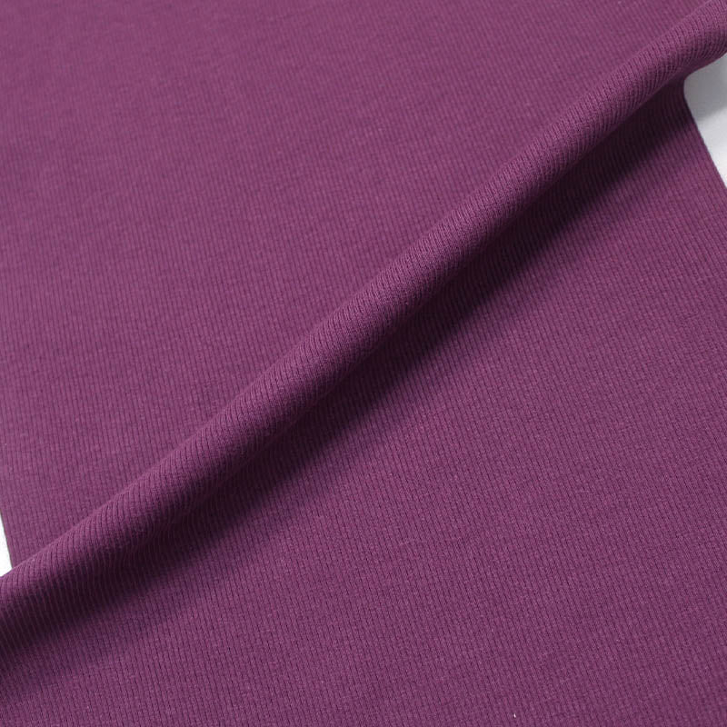 95% Cotton 5% Elastane   Purple Ribbing Fabric 