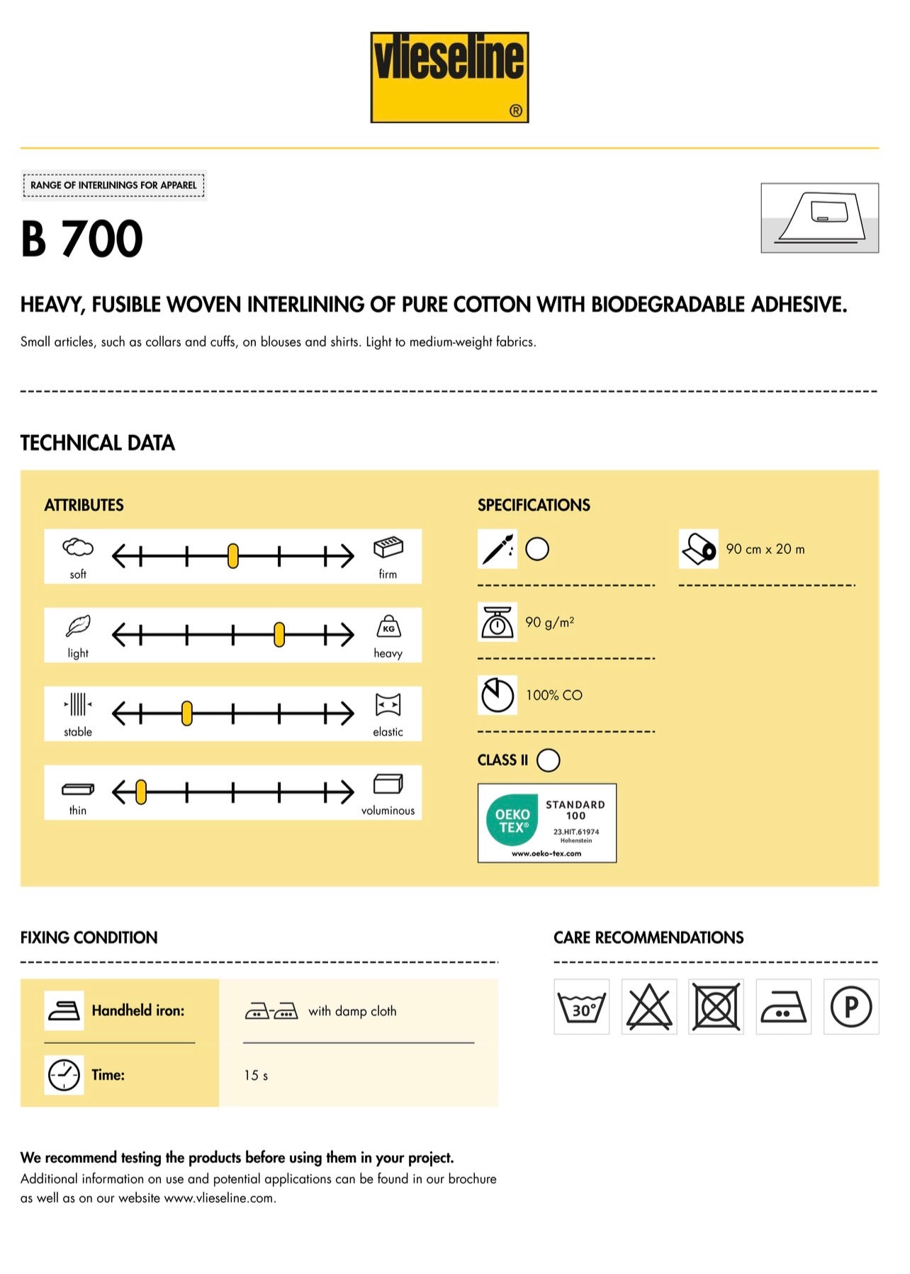 Medium Weight Cotton Interfacing - White