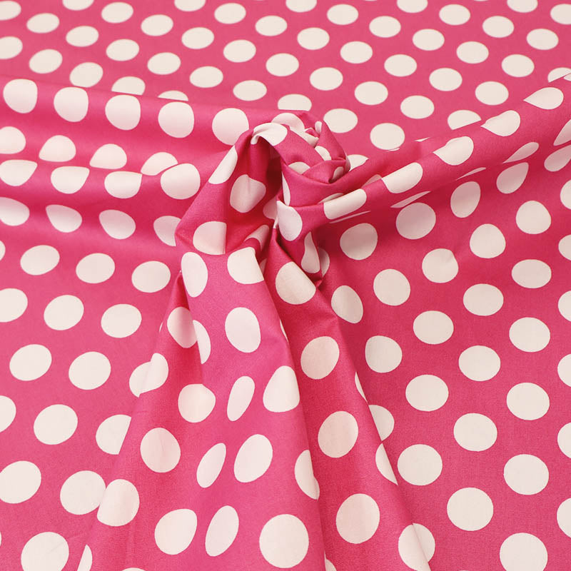 100% Cotton PoplinLarge 2cm Polka Dot Fabric - Bright Pink