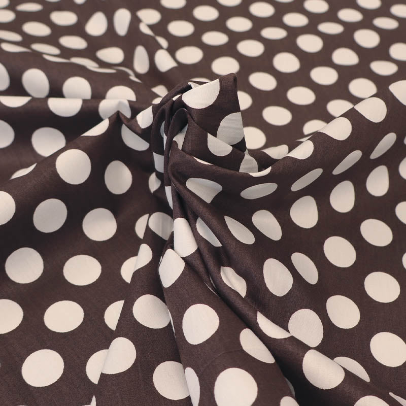 100% Cotton Poplin Large Polka Dot Fabric - Brown