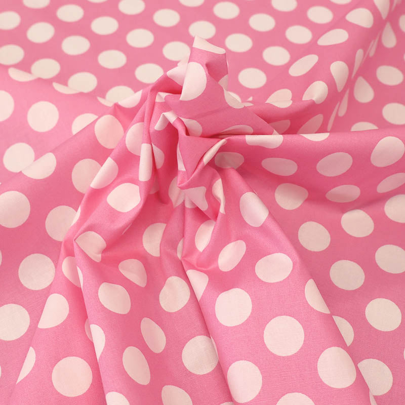 100% Cotton Poplin Large Polka Dot Fabric - Pale Pink