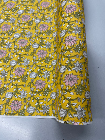 Cotton Poplin - Yellow Floral