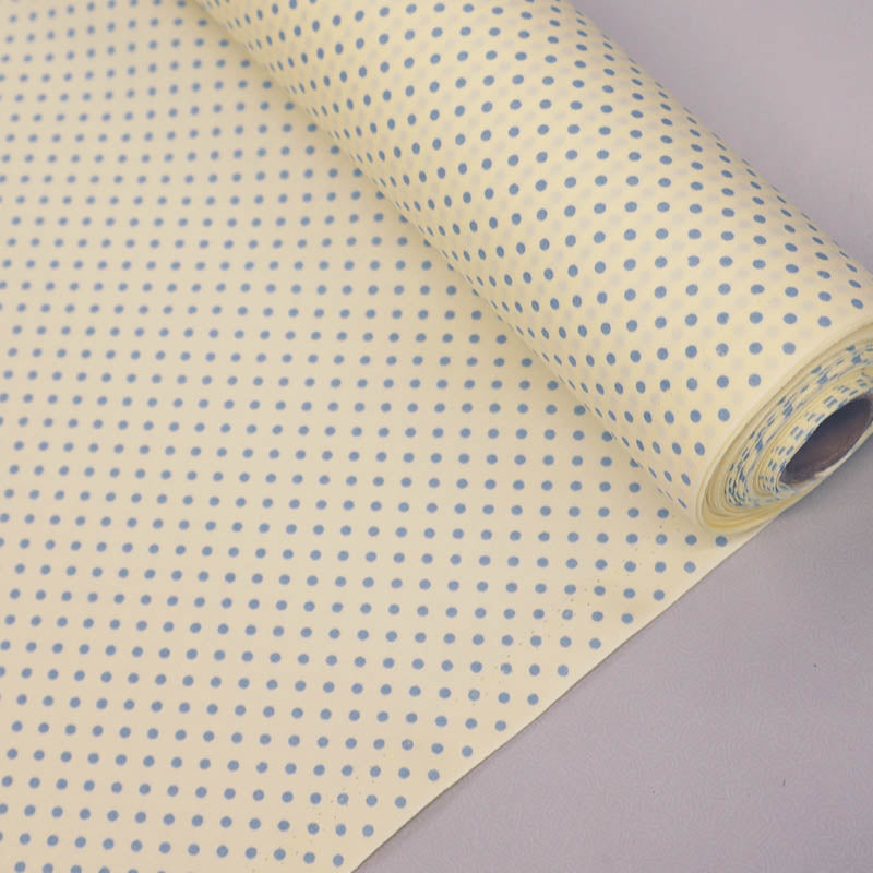 100% Cotton Poplin Polka Dot Fabric - Cream and Blue