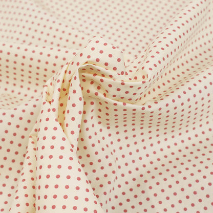 3mm Polka Dot Cotton - Cream with Pink