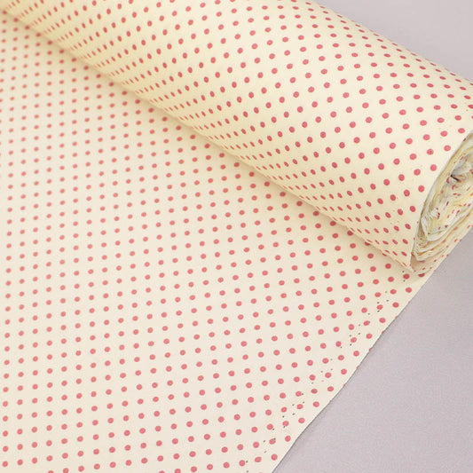 3mm Polka Dot Cotton - Cream with Pink